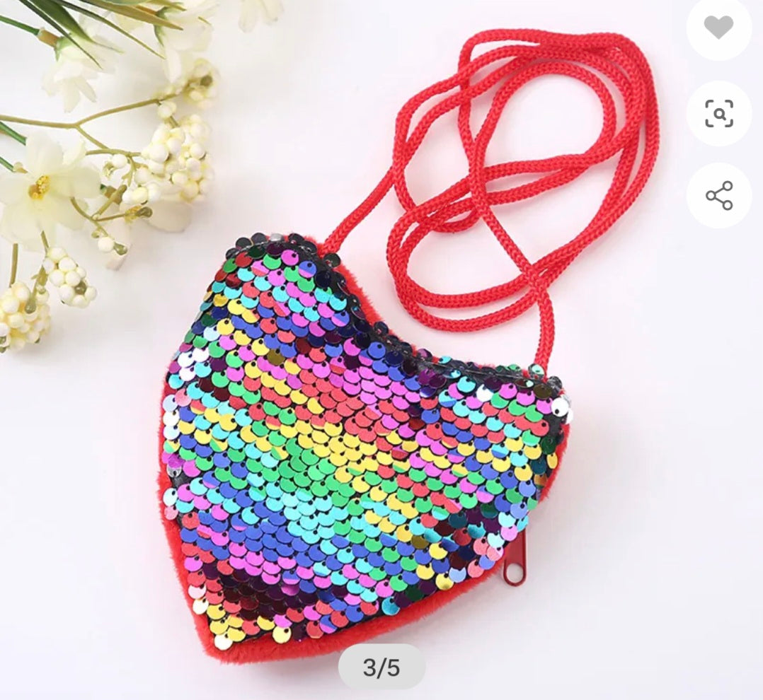 Kids Heart Sequin Purse