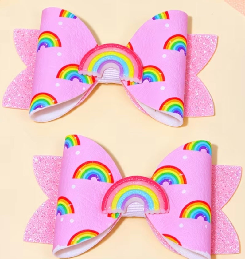 Pink Rainbow Hairbows