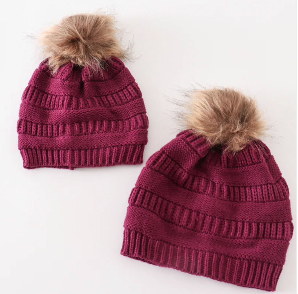 Pompom Cable Beanie Hat Adult