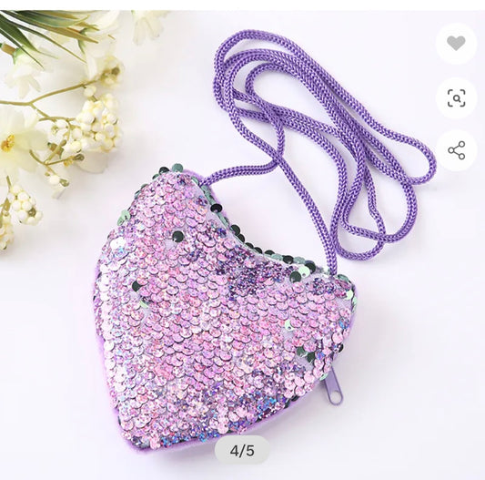 Kids Heart Sequin Purse