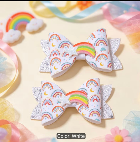 White Rainbow Hairbows