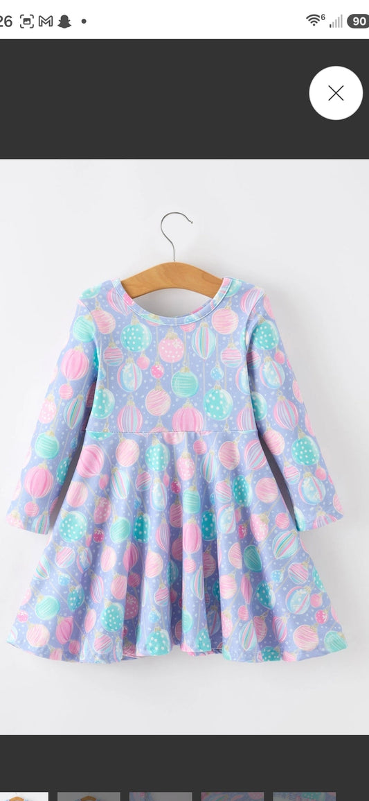 Pastel Christmas Ornament twirl Dress