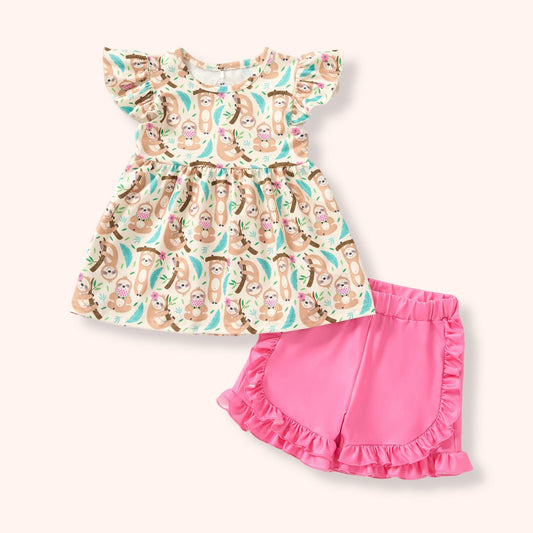 Summer Sloths Shorts Set