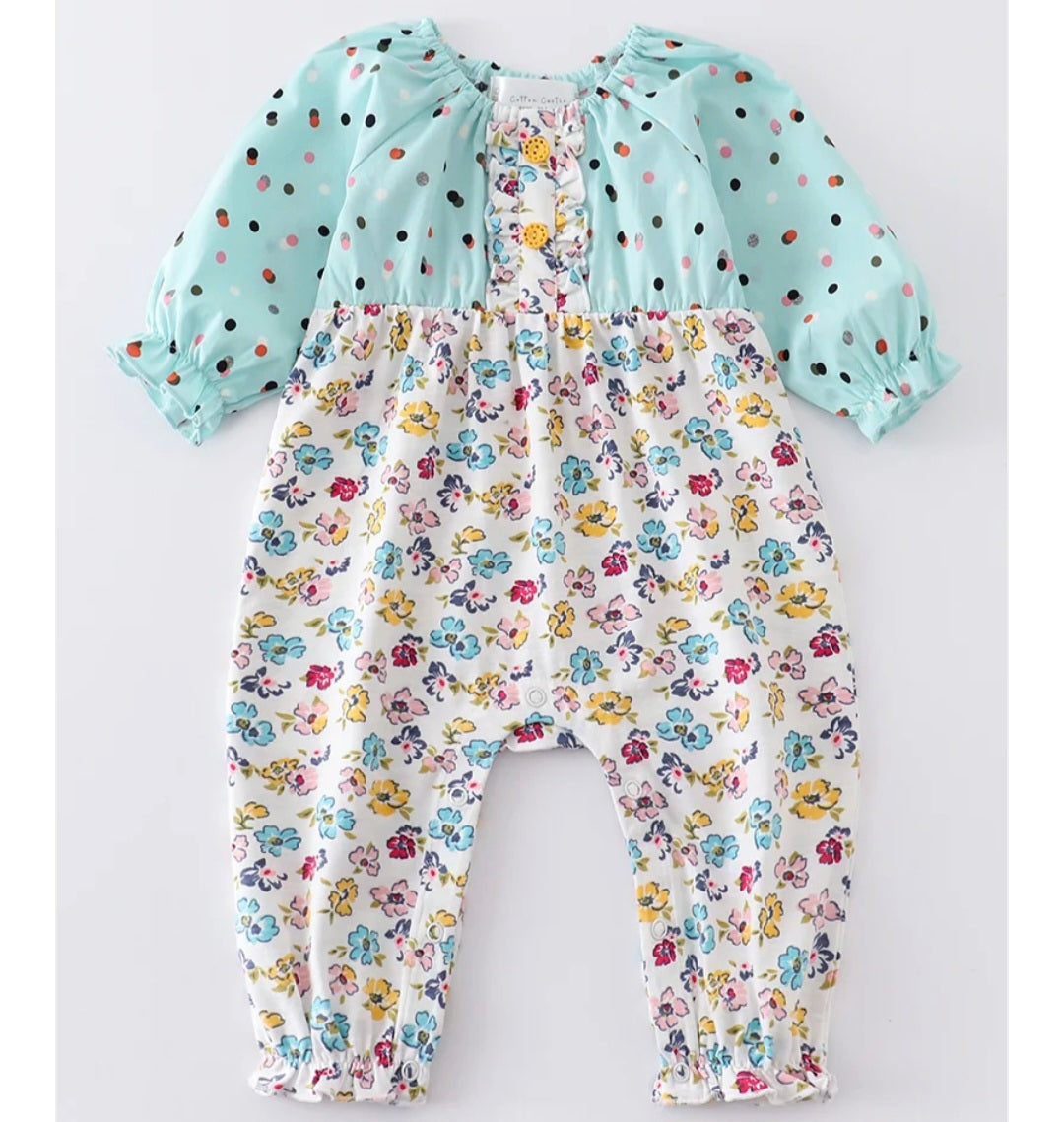 Mint Floral Romper