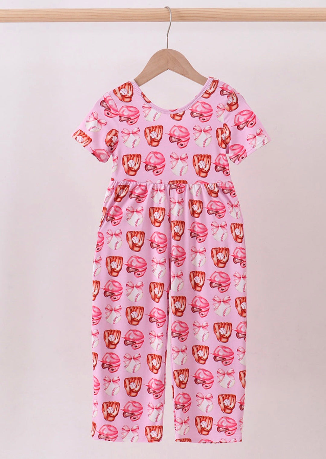 Pink Bow Baseball Jumpsuit