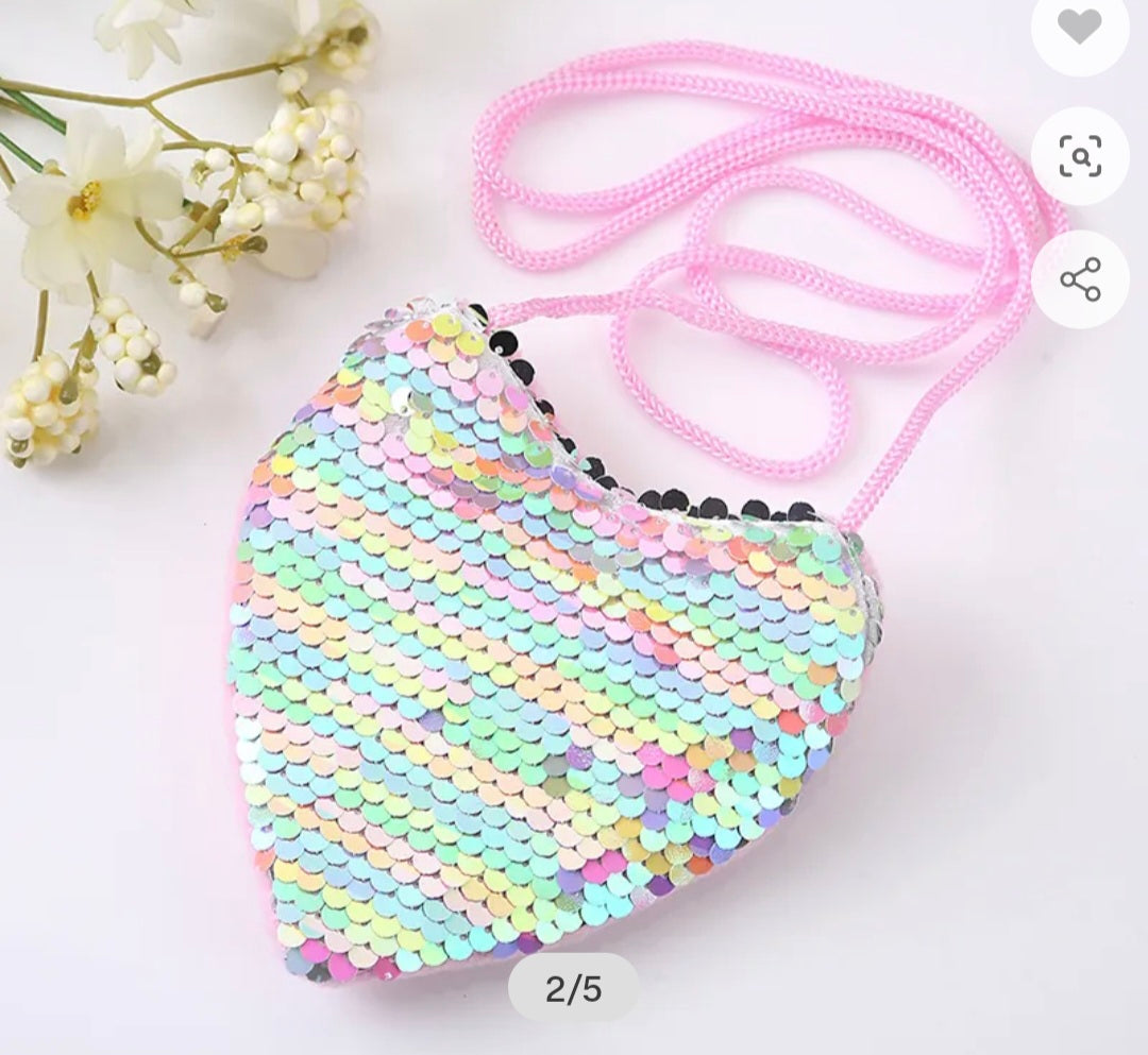 Kids Heart Sequin Purse