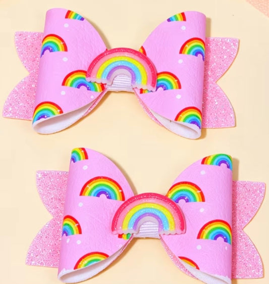Pink Rainbow Hairbows