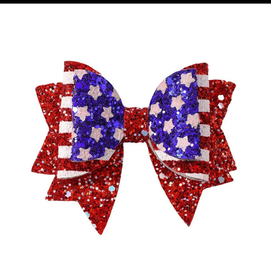 4th of July Red Ribbon Hairbow