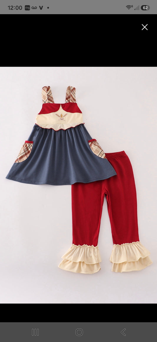 Wheat Ruffle Pants Set