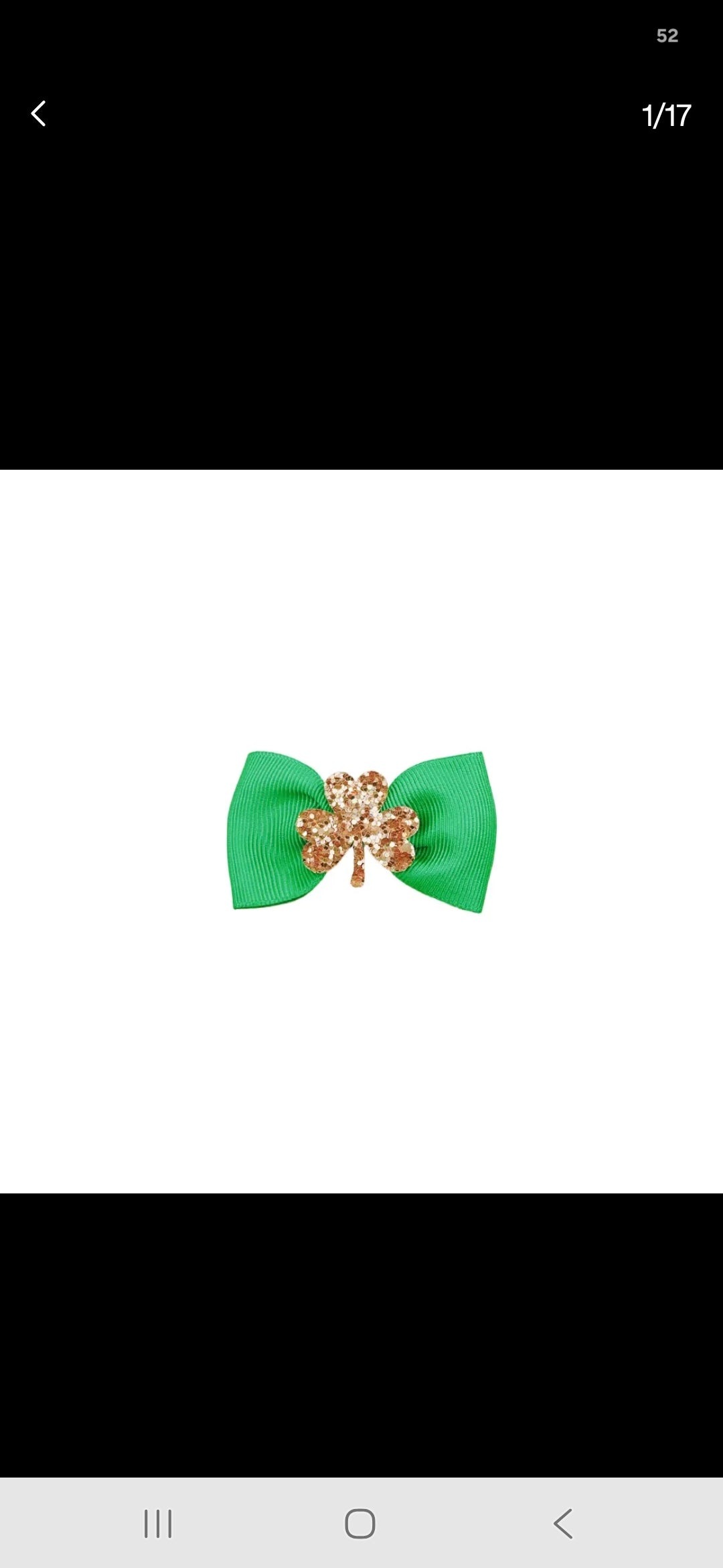 St. Patrick's Day Hairbow Gold shamrock