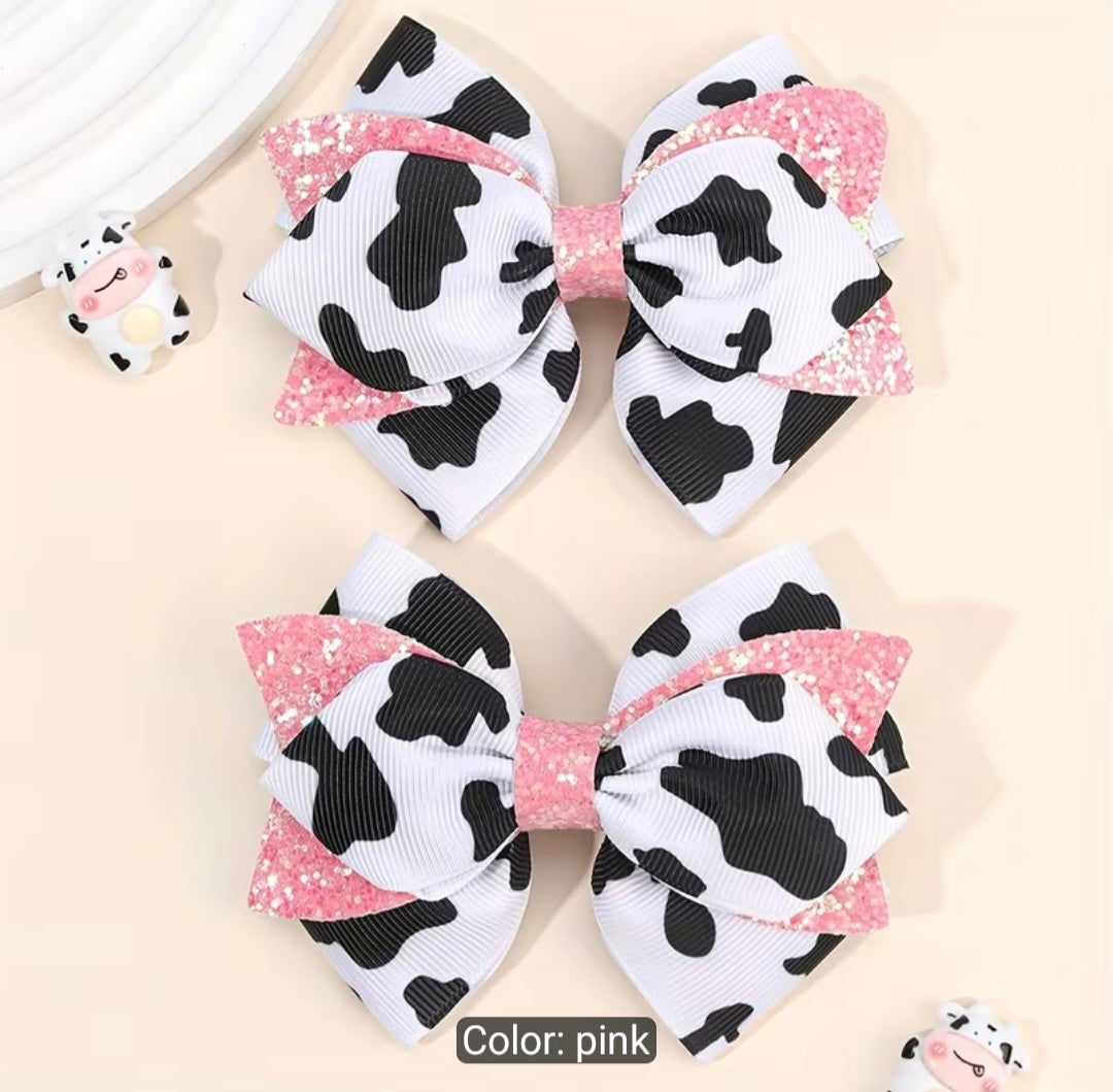 Pink Cow Hairbows